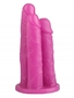 Розовый тройной фаллоимитатор - 24 см.