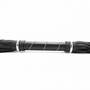 Чёрная кожаная плётка с белой строчкой на рукояти - 45 см.