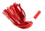 Красная плеть из натуральной кожи с белой меховой отделкой - 50 см.