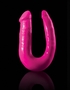 Ярко-розовый U-образный фаллоимитатор Double Trouble - 34,3 см.