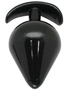 Черная коническая анальная пробка с ограничителем - 11 см.